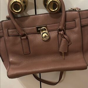 Michael Kors Mauve Leather Satchel with Gold Hardware